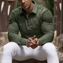 Men’s Slim Fit Long Sleeve Dress Shirt – Casual Autumn Style